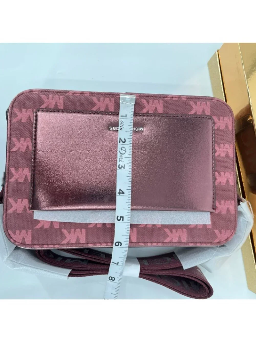 Michael Kors Maeve East West Crossbody Mulberry Coated Canvas Card Case Gift Box